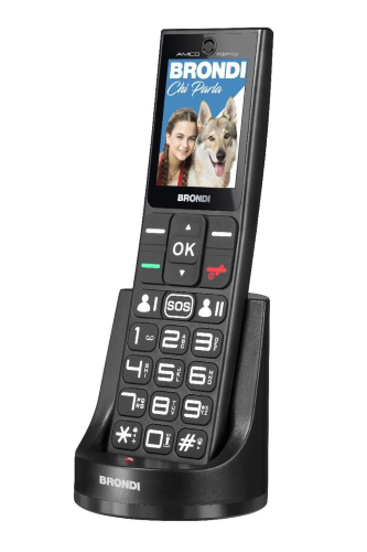 BRONDI AMICO FIDATO EASY PHONE 2.4" GSM FOTOCAMERA 1.3MPx TASTO SOS BASETTA DI RICARICA NERO